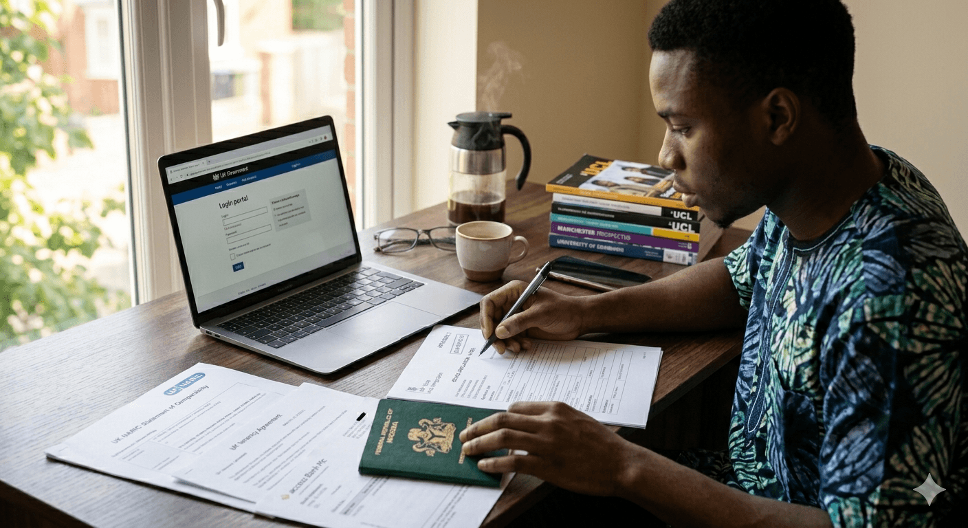 Nigerian student preparing UK university application 2026